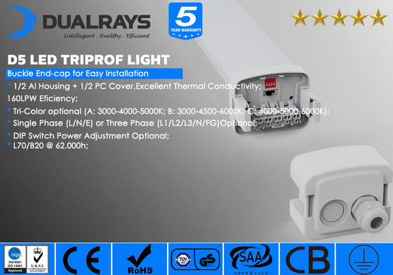 IP65 eficiência da luz 40w 50w 160LPW do diodo emissor de luz Triproof 5 anos de garantia para o Gym