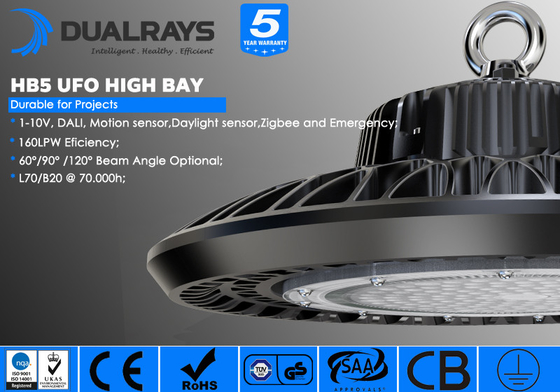 A luz 2020 alta da baía do UFO da fábrica IP65 5 da garantia do apoio do motorista anos de abrigo de And separa