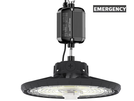 Luminária High Bay LED UFO 3CCT 100W 150LPW com função de emergência opcional e chave DIP HB2 para seleção de potência