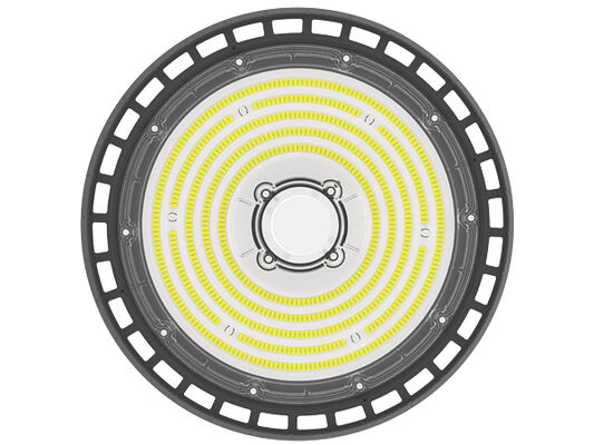 Luminária High Bay LED UFO 3CCT 100W 150LPW com função de emergência opcional e chave DIP HB2 para seleção de potência