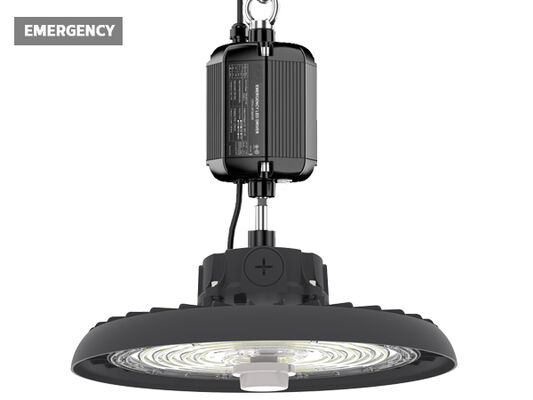 Luminária LED UFO High Bay de 150W, 150LPW de eficiência, HB3, com interruptor DIP para seleção de potência e 3CCT, com função de emergência opcional