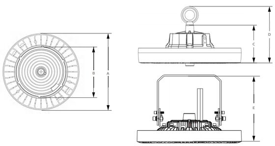 HB4H DIP Comutação de energia e 3CCT UFO LED High Bay Light 150W 150LPW com 20W/30W@3 Horas Emergência