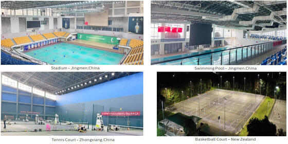 Luminária esportiva LED SPL4 de 300W para substituição de Halogeneto Metálico de 600W com 7 anos de garantia e controle sem fio Zigbee inteligente