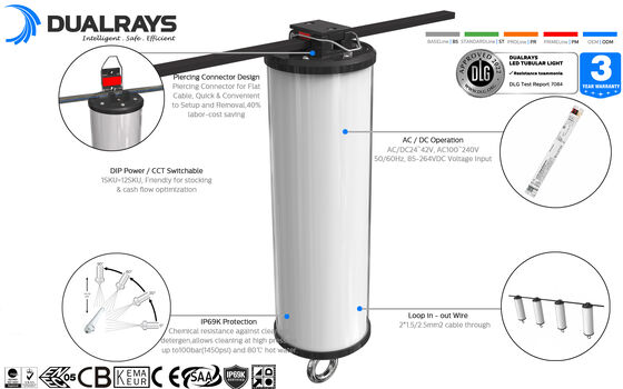 Série luz exterior e interna 160LMW 5ft de 50W de Dualrays D2 do diodo emissor de luz tri da prova do diodo emissor de luz do sarrafo por muito tempo