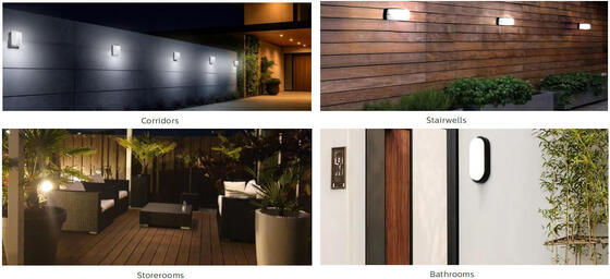 8W Bulk Head LED Porch Light com função de emergência e sensor de movimento IP65