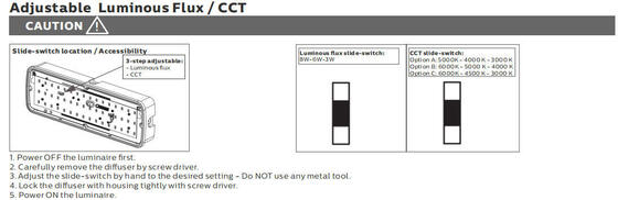 Lâmpada LED para varanda Bulk Head 8W com 3CCT e alimentação comutável