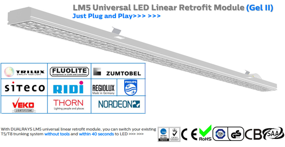 A linha linear universal PC conduzido 5ft do retrofit LM5 da luz 55W do tubo da versão IP65 não cobre nenhum IR UV Mercury Free