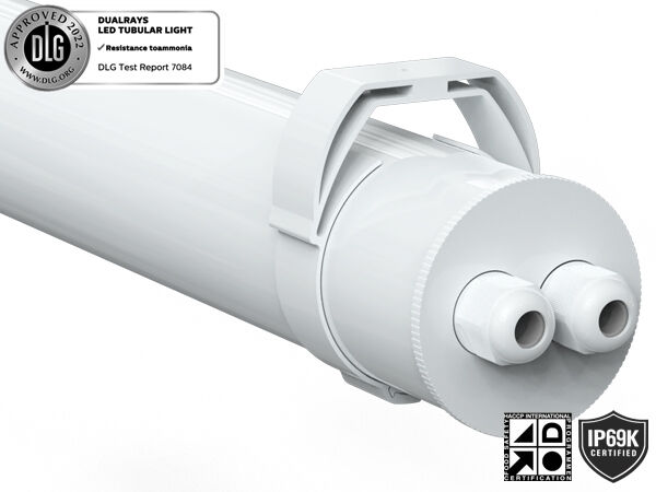 Luminária Tubular LED Super IP69K IP66 TB7 com Potência Selecionável por DIP Switch/3CCT/3 fases e passagem de fios 3/5