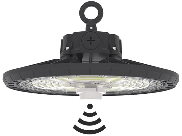 Luminária High Bay LED UFO 3CCT 100W 150LPW com função de emergência opcional e chave DIP HB2 para seleção de potência