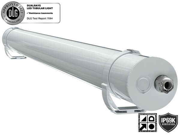 Luz tubular LED marítima de 1,5m 60W IP69K IK10 MTB7 para docas e passagens com 3 ou 5 fios conectáveis ​​e alimentação comutável DIP/3CCT/mudança de 3 fases