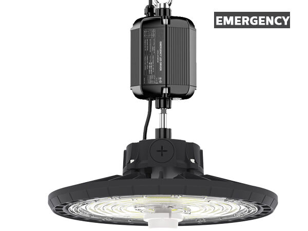 Potência comutável DIP tipo econômico HB2 e luz LED Highbay 3CCT UFO 100W 170LPW com suspensão em laço | Montagem em suporte | Montagem na parede opcional