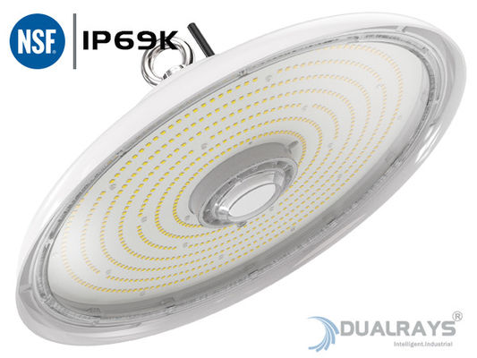 Indústria alimentar alta da luz IP69K IK10 140LPW da baía do diodo emissor de luz do UFO do alojamento branco forte 100W
